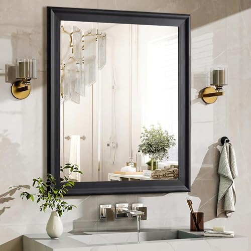 Black Wall Mirror for Bathroom, Rectangle Large 30 x 36 Inch Vanity Mirrors - Image 2