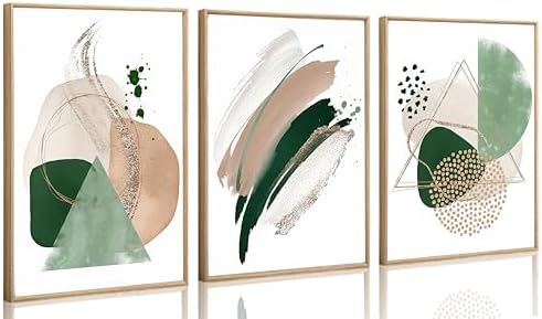 Uofnvrji 3Pcs Sage Green Minimalist Geometric Abstract Posters Wall Art by Unknown