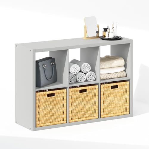Furinno Cubic Extra Thick 6-Cube Closet Organizers and Storage, Light Grey - Image 5