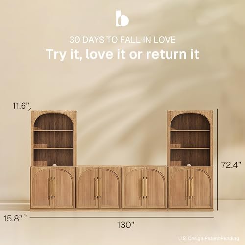 BELLEZE Jagger 130" Wall Unit 6-Piece Modular TV Stand - Image 2