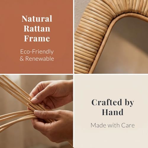 Barnyard Designs Rattan Wall Mirror Natural Honey - Image 7