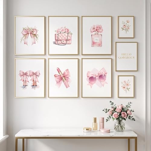 6Pcs Pink Bow Canvas Wall Art, Coquette Preppy Cute Bow Posters Prints Wall - Image 2