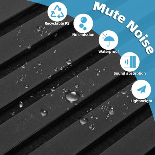 Art3d 94 x 12.6 in, Acoustic Lightweight Slat Wood Wall Panels, Matte Black - Image 5