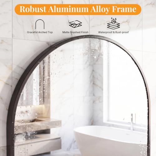 Sweetcrispy 31"x32" Arched Bathroom Mirror, Bathroom Mirrors - Image 4