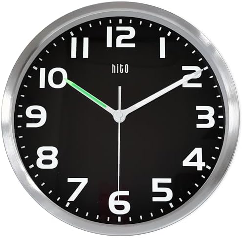 HITO 10 Inch Night Light Wall Clock Battery Operated Brightness Adjustable - Image 2