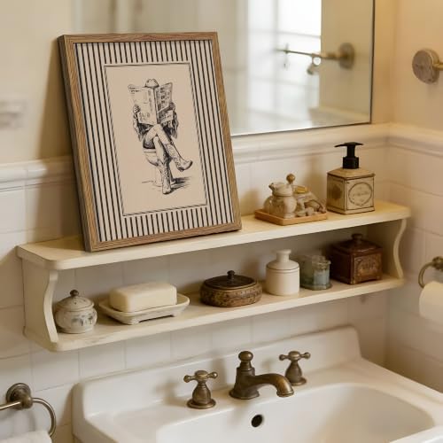 Vintage Western Wall Art, Cowgirl Sitting on Toilet Reading Newspaper Print - Image 2