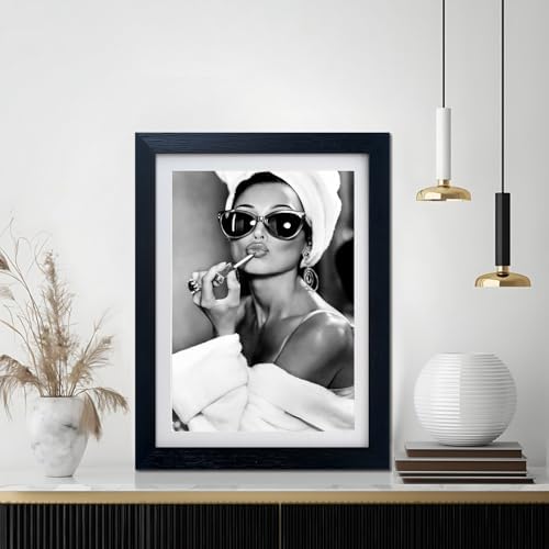 Audrey Hepburn Lips Wall Art Black and White Bathroom Home Canvas Print Trendy - Image 6