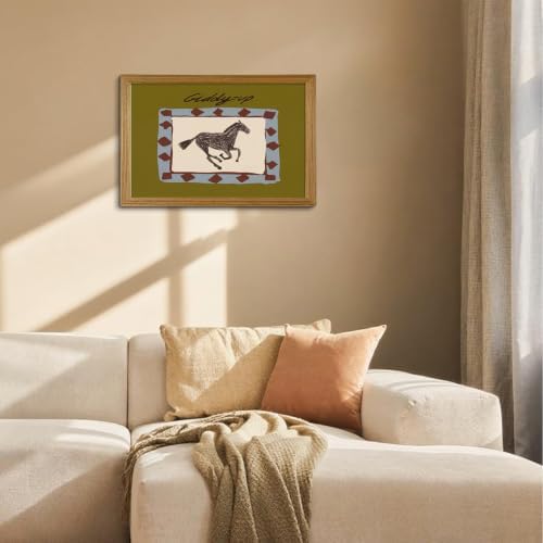 Framed Western Cowboy Wall Art Horse Giddyup canvas Print Decor - Image 3