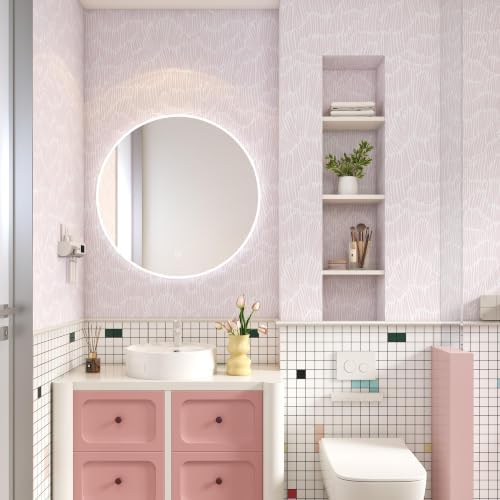 Theper Pink Peel and Stick Wallpaper Striped Contact Paper Boho 17.3"×590" - Image 6