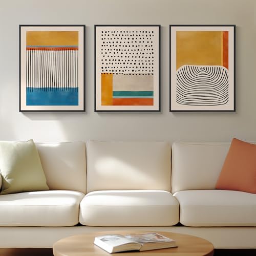 Framed Colorful Abstract Mid Century Modern Wall Art Bedroom, 12x16 Inch - Image 3