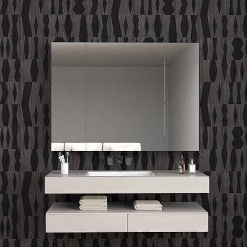 Modern Geometric Peel and Stick Wallpaper – Black and Dark Grey Textured - Image 4