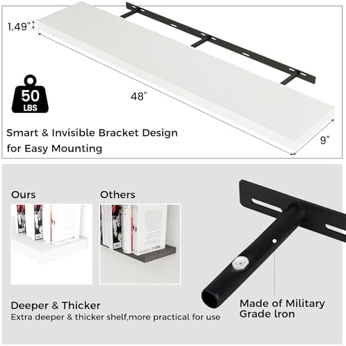 48" Wide x 9" Deep Floating Shelves - Image 2