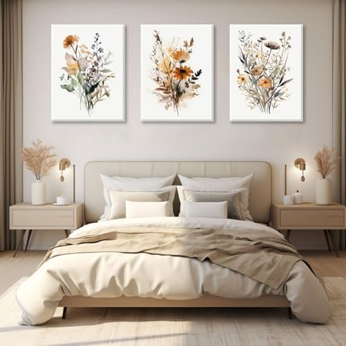 Bwodke Watercolor Floral Canvas Wall Art Set of 3, 12x16 inch - Image 7
