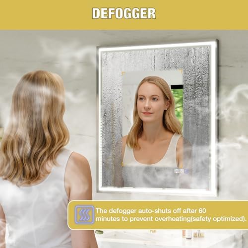 30x36 LED Bathroom Mirror with Lights, Beveled Framed Smart Bathroom Vanity - Image 5