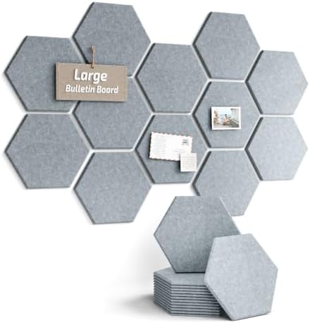Fluxynara 12-Pack Hexagon Felt Bulletin Board Tiles by FLUXYNARA
