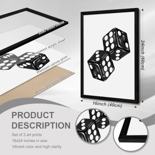 Black White Aesthetic Wall Art Decor 8 Ball Canvas Poster Y2k Cool Dice - Image 2