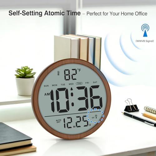 WallarGe Digital Atomic Wall Clock Battery Operated, 8 Inch Large Display - Image 2
