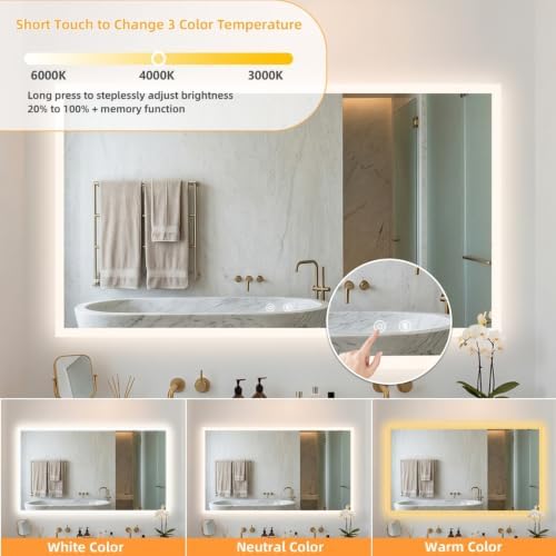 LUVODI Bathroom LED Mirror Backlit: Rectangular Vanity Mirror 40x28 inches - Image 4