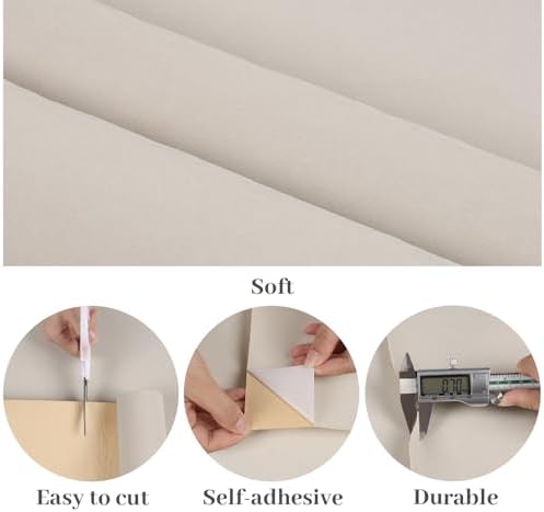 VaryPaper 15.7"x78.7" Cream White Felt Fabric Peel and Stick Velvet Wallpaper - Image 5