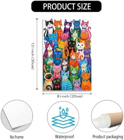Colorful Cats Poster Whimsical Cat Family Portrait Canvas Wall Art - Image 3