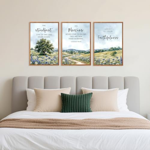 CHDITB Framed Christian Bible Verse Wall Art, Rustic Spiritual Meadow Decor - Image 3