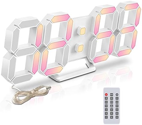 Deeyaple Led Digital Alarm Clock 3D Small Wall Clock Snooze Dimmable Time by Deeyaple