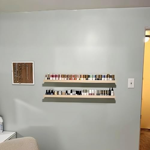 AZSKY Floating Shelves Wall Mounted Set of 2 Natural Wood Picture Shelves Wall - Image 6