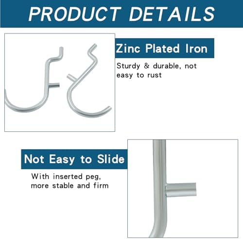 60Pcs Metal Pegboard J Hooks - Image 5