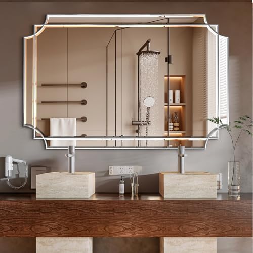 HQiJun Silver Mirror for Wall, Polished Bevelled Rectangle Mirror, Modern by HQiJun