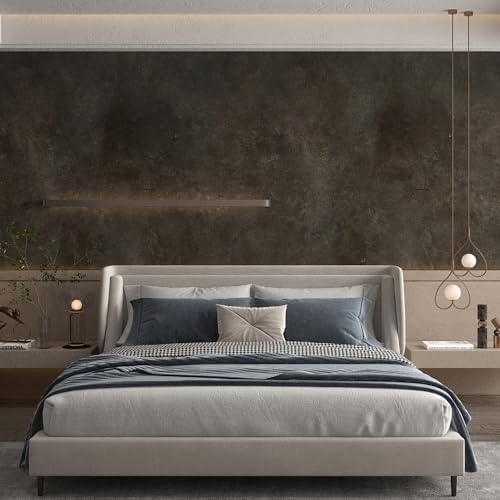 Extra Wide Concrete Wallpaper Peel and Stick Dark Grey Industrial Wallpaper by BOMENG