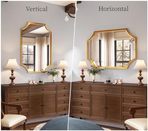 Kelly Miller 20"x28" Gold Foil Metal Scalloped Decorative Wall Mirror - Image 6