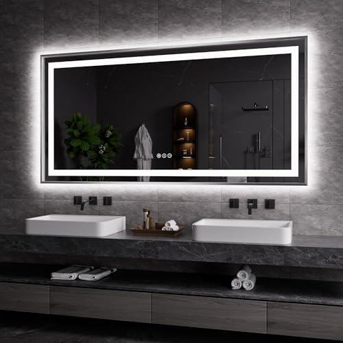 Amorho LED Bathroom Mirror 72"X36", Front Light and Backlit by Amorho