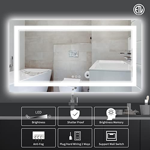 60x28 Inch LED Bathroom Mirror - Image 2