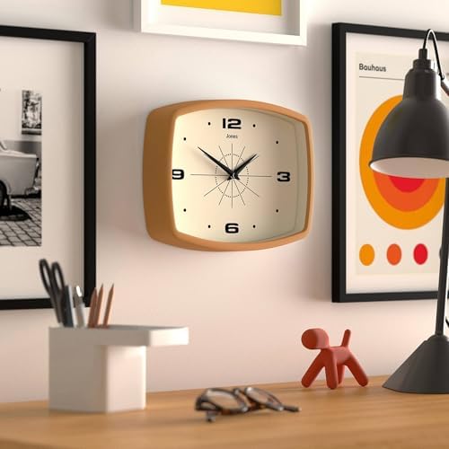 JONES CLOCKS® Movie wall Clock | Rectangular Retro Clock | 10" | Mustard Yellow - Image 5
