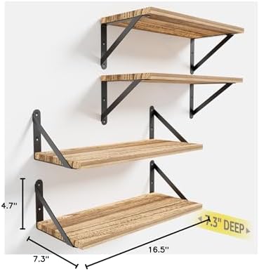 COCOYA Wall Shelves 7.3" Deep Solid Paulownia Wood - Image 3