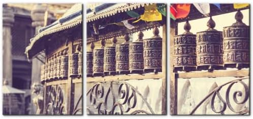 Pacimo 3 Pcs Framed Prayer Stones Canvas Wall Art Brass Bell Prints Modern by Pacimo