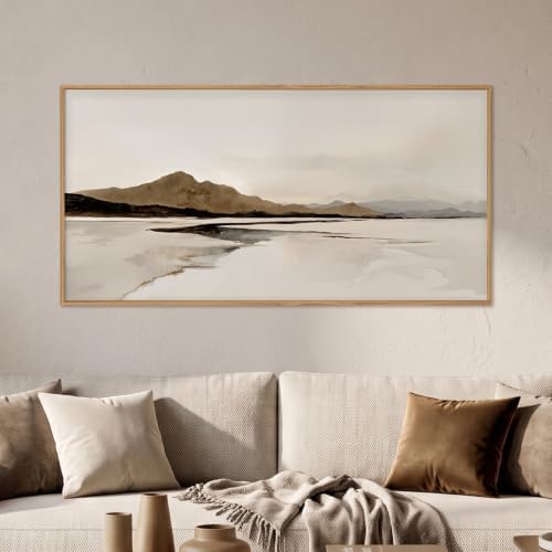 Large Netural Abstract Mountain Framed Canvas Wall Art Set -20"X40" by Ausril