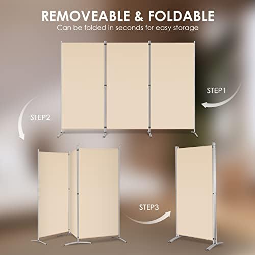RANTILA 3 Panel Room Divider, 6 Ft Tall Folding Privacy Screen Freestanding - Image 5