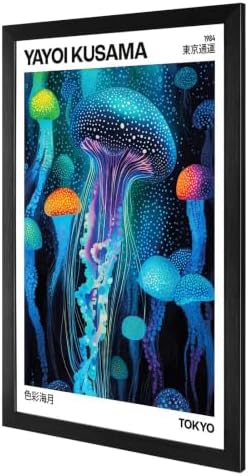 Black Framed Colorful Jellyfish Tokyo 1984 Canvas Wall Art 24x36in - Image 2
