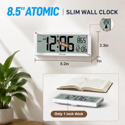 Soobest 8.5" Small Atomic Clock, Self-Setting Time & Date Battery Operated - Image 2