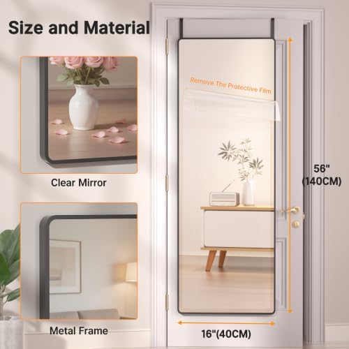 Hasipu Door Mirror Full Length, 56 x 16 Inch Full Body Wall Mirror Over The - Image 4