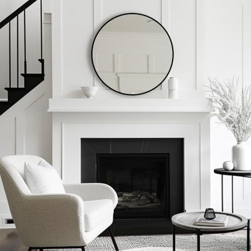 Round Mirror 30 inch, Circle Black Mirror, Matte Black Metal Frame - Image 5