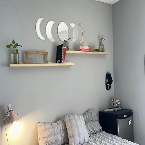 AZSKY Floating Shelves Wall Mounted Set of 2 Natural Wood Picture Shelves Wall - Image 4