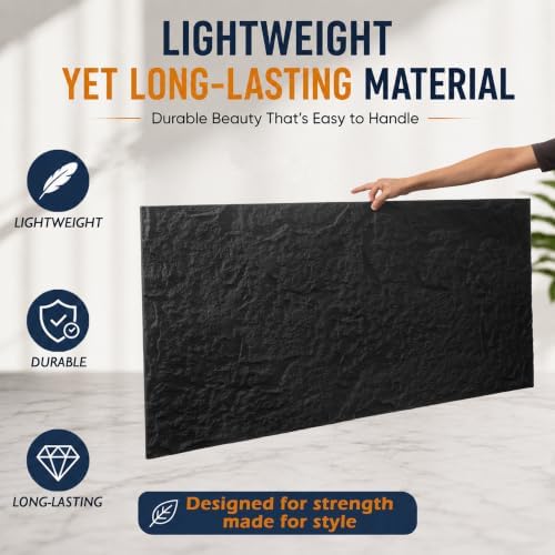 Sunnyglade 4PCS 23.6"x47.2" 3D Faux Stone Wall Panels Space Black - Image 3