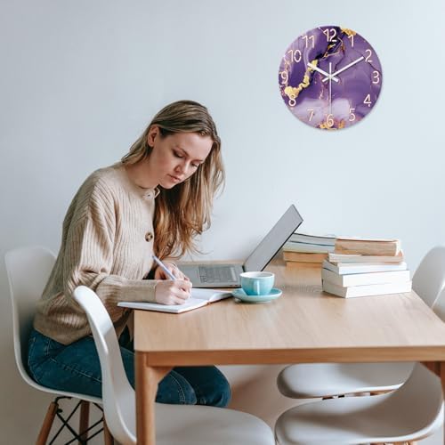 Purple Marble Glass Wall Clock 14 Inch - Image 4