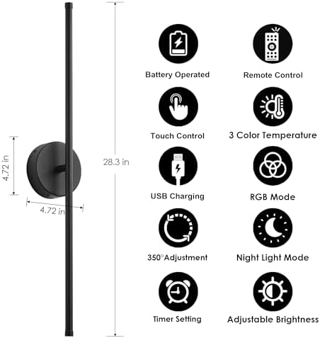 KARTOOSH Battery Operated Wall Sconces Set of Two Wireless Wall Lights - Image 5
