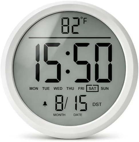 8" Round Digital Wall Clock Battery-Operated, Large Display Clock by Unknown