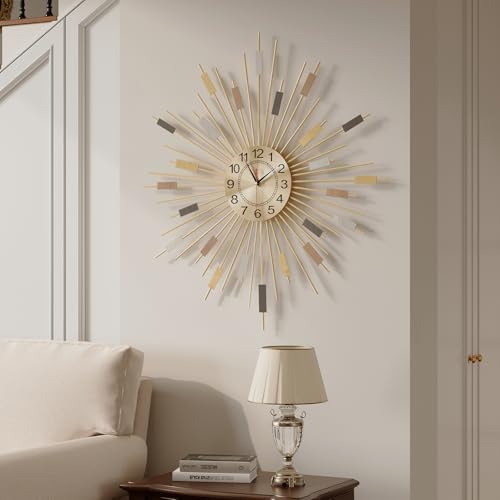 Cuspin 24 Inch Colorful Gold Wall Clock - Image 6