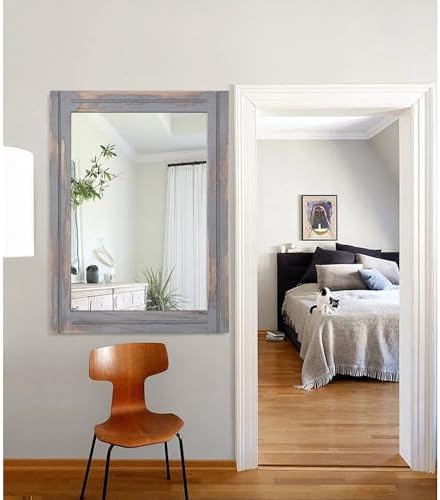 AAZZKANG Wood Framed Mirror Rectangular Rustic Wall Mirrors Decorative Large - Image 7