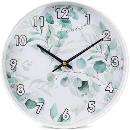 Soft Green Eucalyptus Leaf wall Clock Silent Non Ticking Battery Operated wall by Unknown